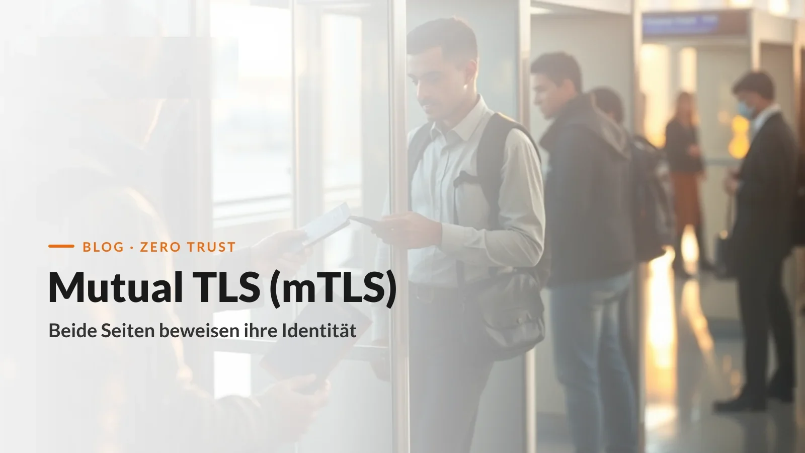 Passkontrolle am Grenzübergang: beide Seiten prüfen die Identität, Sinnbild für gegenseitige Authentifizierung mit Mutual TLS (mTLS)